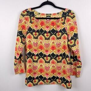 J Crew colorful 3/4 sleeve cotton retro blouse size small